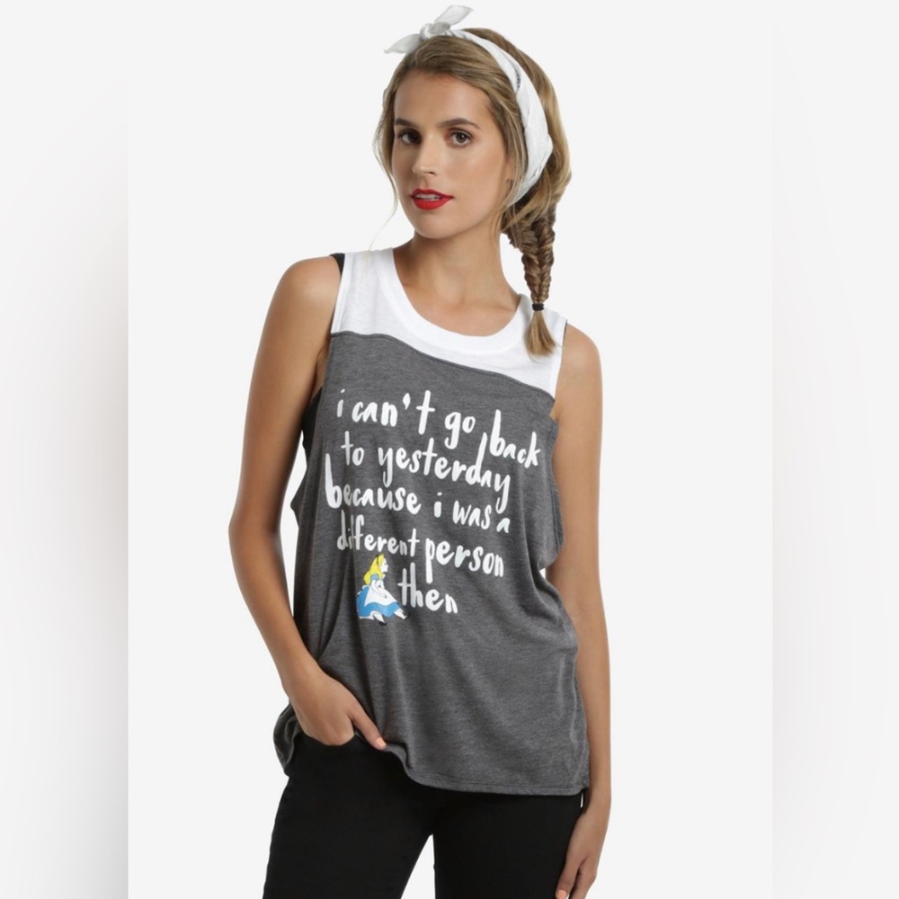 Disney Alice In Wonderland | Boxlunch | Alice Yesterday Gray Raglan Tank | Large